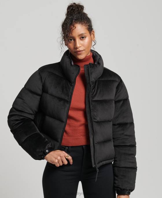 Superdry geaca captusita de catifea studios îmbrăcăminte negru femei JX0Z3570