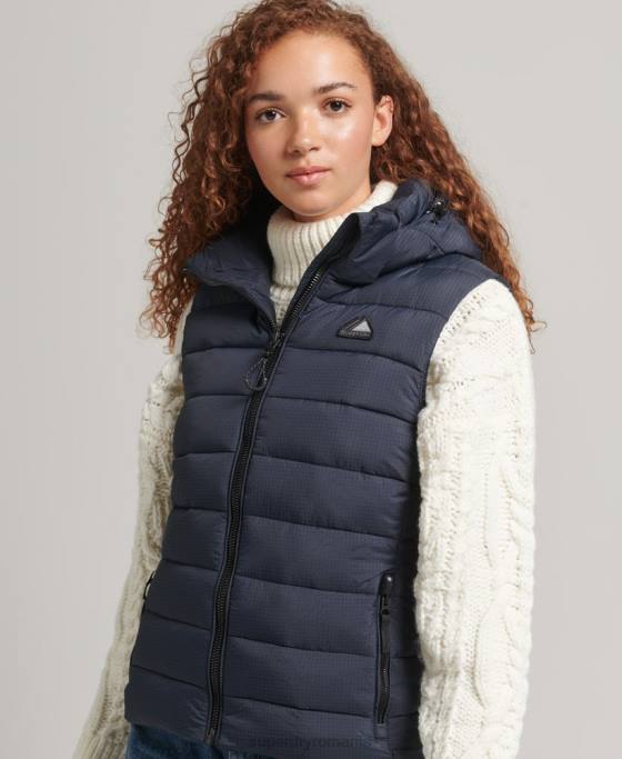 Superdry gilet clasic căptușit cu glugă îmbrăcăminte marina femei JX0Z3797