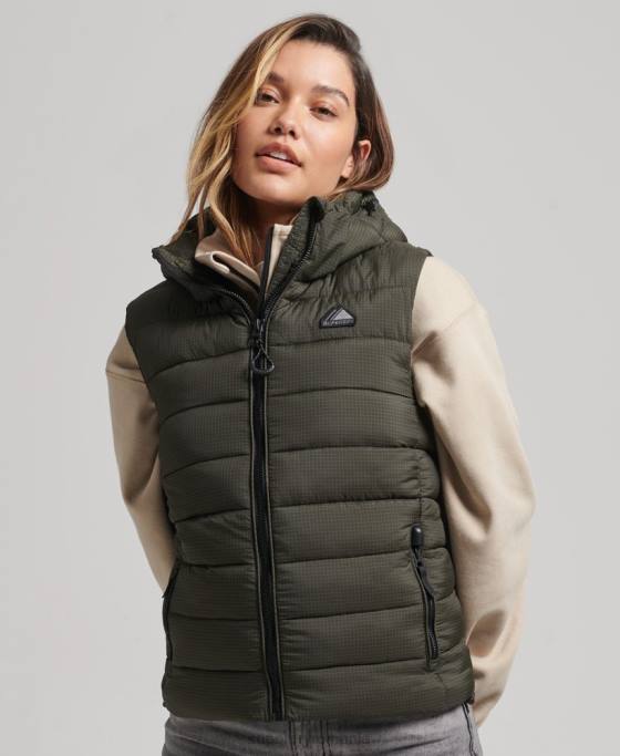 Superdry gilet clasic căptușit cu glugă îmbrăcăminte verde femei JX0Z3639