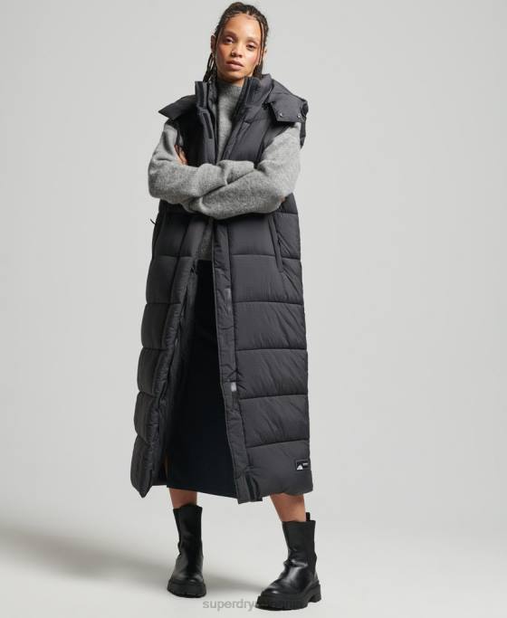 Superdry gilet cu paragate ripstop cu glugă îmbrăcăminte negru femei JX0Z3584