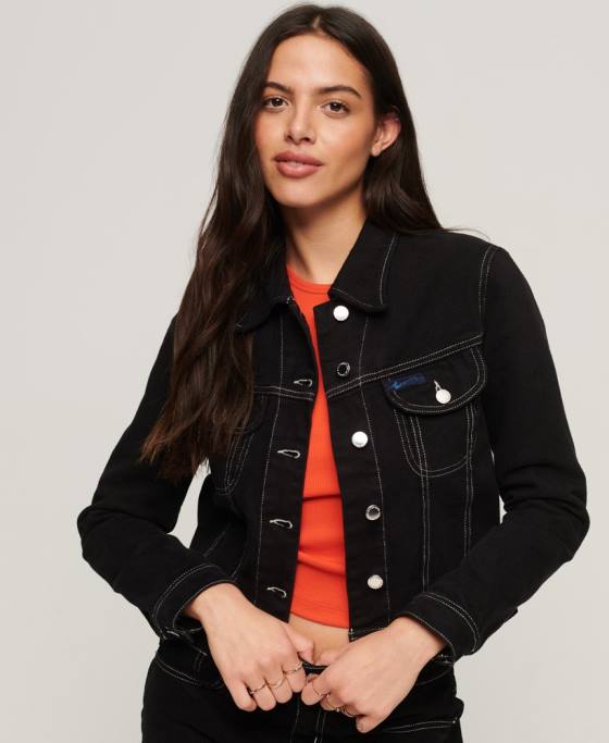 Superdry haine de lucru decupate îmbrăcăminte negru femei JX0Z2126