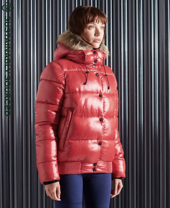 Superdry jachetă bomber Toya cu strălucire mare îmbrăcăminte roșu femei JX0Z5739