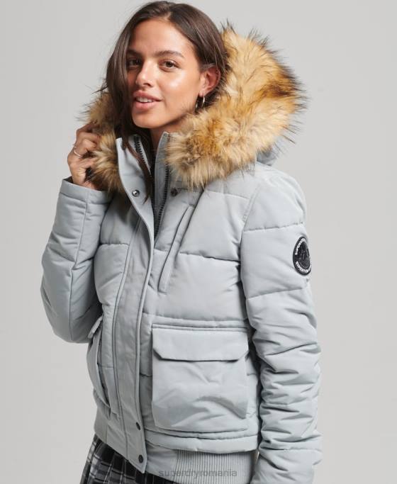 Superdry jachetă bomber cu glugă Everest îmbrăcăminte albastru deschis femei JX0Z3736