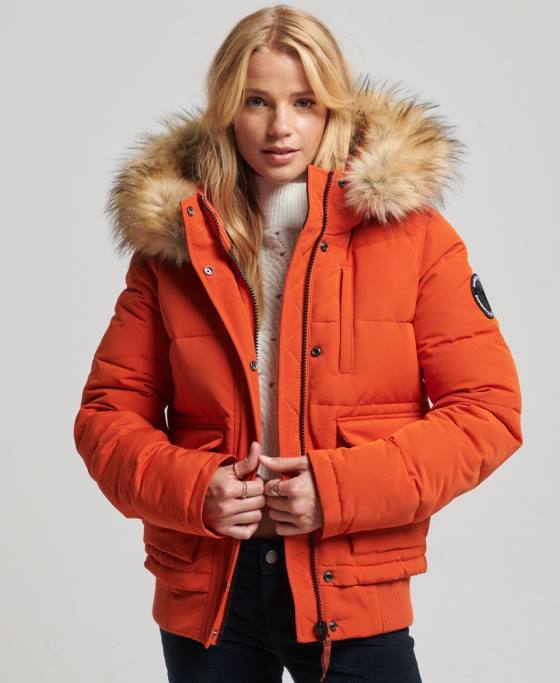 Superdry jachetă bomber cu glugă Everest îmbrăcăminte portocale femei JX0Z3591