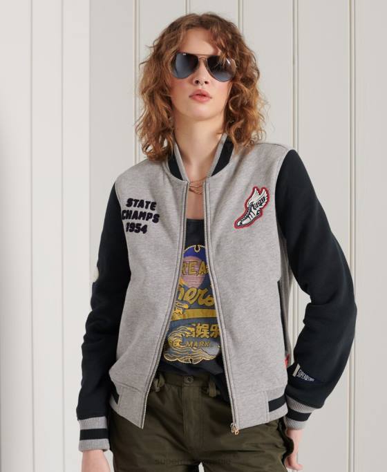 Superdry jachetă bomber de baseball cu scripturi colegiale îmbrăcăminte marina femei JX0Z6006