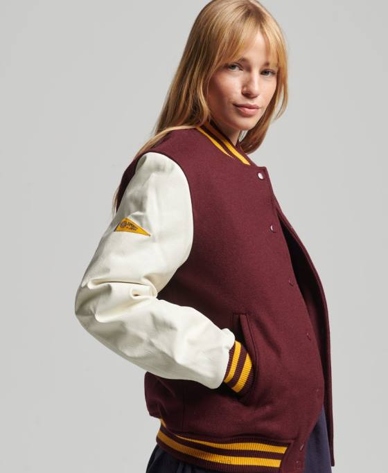 Superdry jachetă bomber de colegiu îmbrăcăminte roșu femei JX0Z5419
