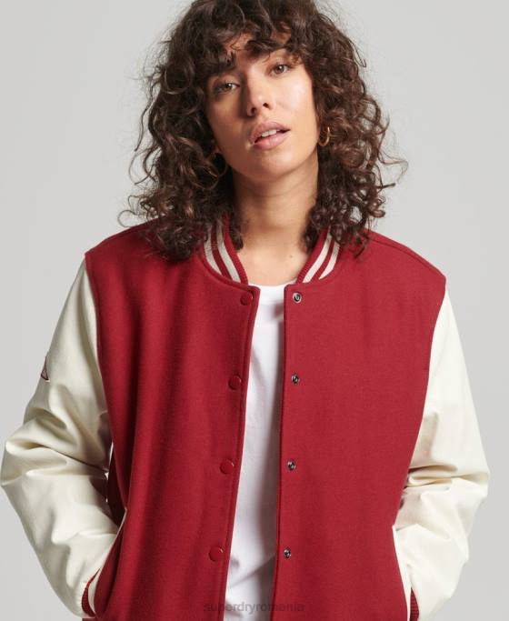 Superdry jachetă bomber de colegiu îmbrăcăminte roșu femei JX0Z5427