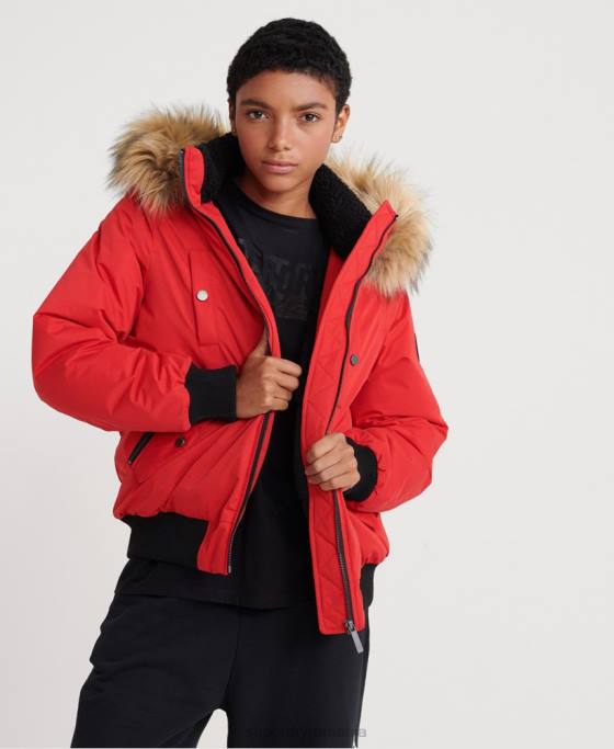 Superdry jachetă bomber din microfibră îmbrăcăminte roșu femei JX0Z5685