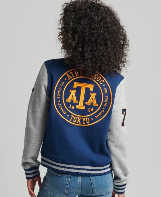 Superdry jachetă bomber din tricou de baseball de epocă îmbrăcăminte marina femei JX0Z5751
