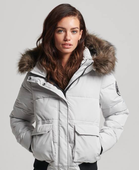 Superdry jachetă bomber everest ella îmbrăcăminte gri deschis femei JX0Z5468