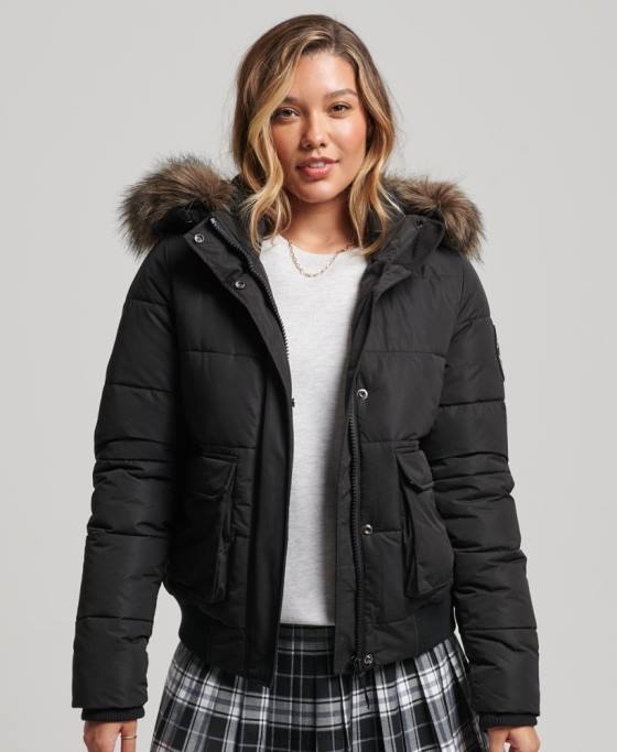 Superdry jachetă bomber everest ella îmbrăcăminte negru femei JX0Z5465