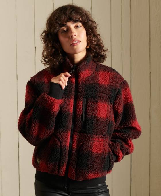 Superdry jachetă bomber sherpa îmbrăcăminte roșu femei JX0Z5484