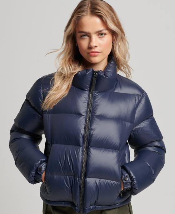 Superdry jachetă căptușită cu puf alpin de lux îmbrăcăminte marina femei JX0Z5687