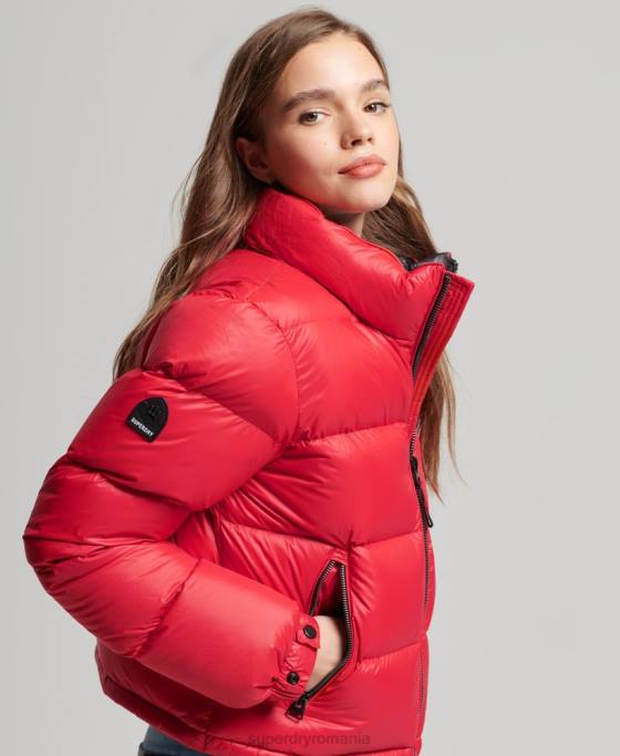 Superdry jachetă căptușită cu puf alpin de lux îmbrăcăminte roșu femei JX0Z5584