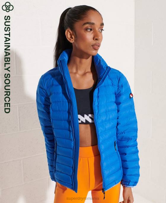 Superdry jachetă căptușită cu puf îmbrăcăminte albastru femei JX0Z5708