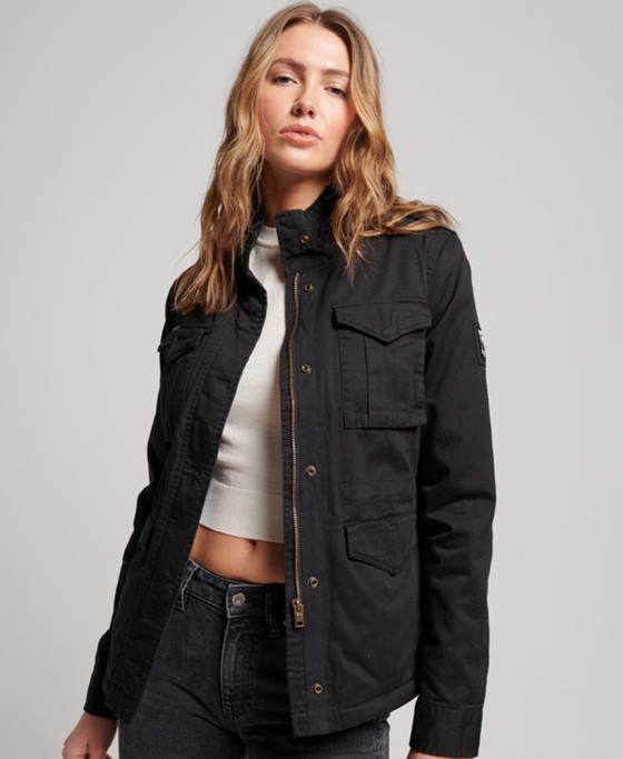 Superdry jachetă clasică rookie borg îmbrăcăminte negru femei JX0Z5679