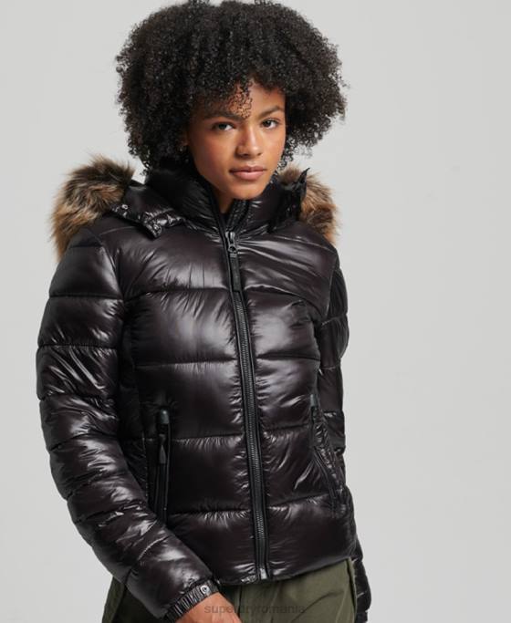 Superdry jachetă cu glugă de munte fuji îmbrăcăminte negru femei JX0Z5610