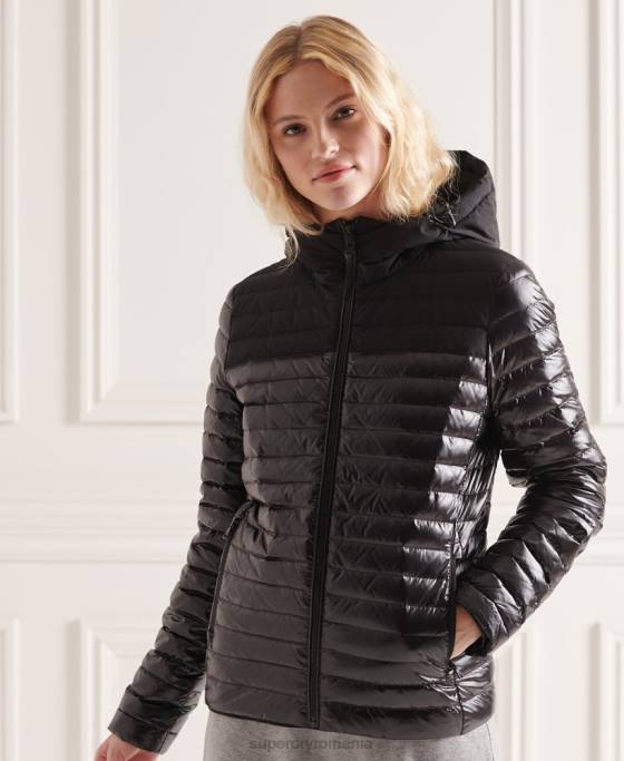 Superdry jachetă de puf cu miez contrast studios îmbrăcăminte negru femei JX0Z5710
