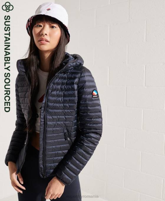 Superdry jachetă de puf de bază îmbrăcăminte marina femei JX0Z5719