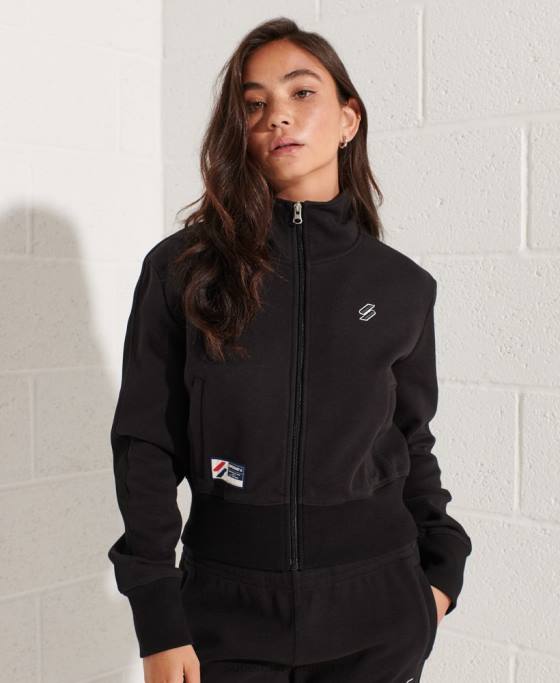 Superdry jachetă de sport cu dungi cod îmbrăcăminte negru femei JX0Z5545