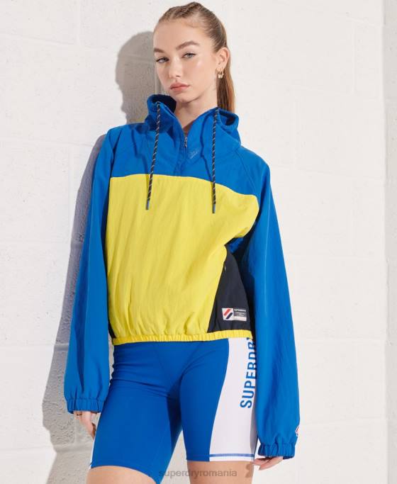 Superdry jachetă de sport decupată deasupra capului îmbrăcăminte albastru femei JX0Z5706