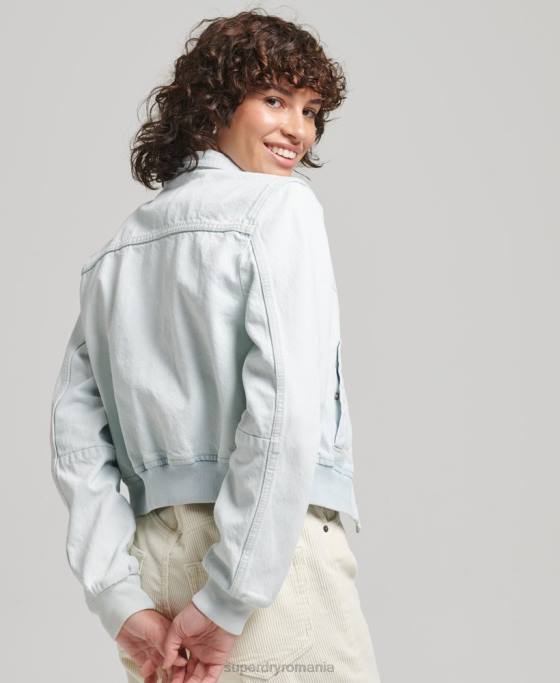 Superdry jachetă din denim indie club îmbrăcăminte albastru deschis femei JX0Z3552