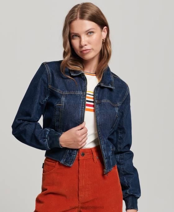 Superdry jachetă din denim indie club îmbrăcăminte albastru inchis femei JX0Z3589