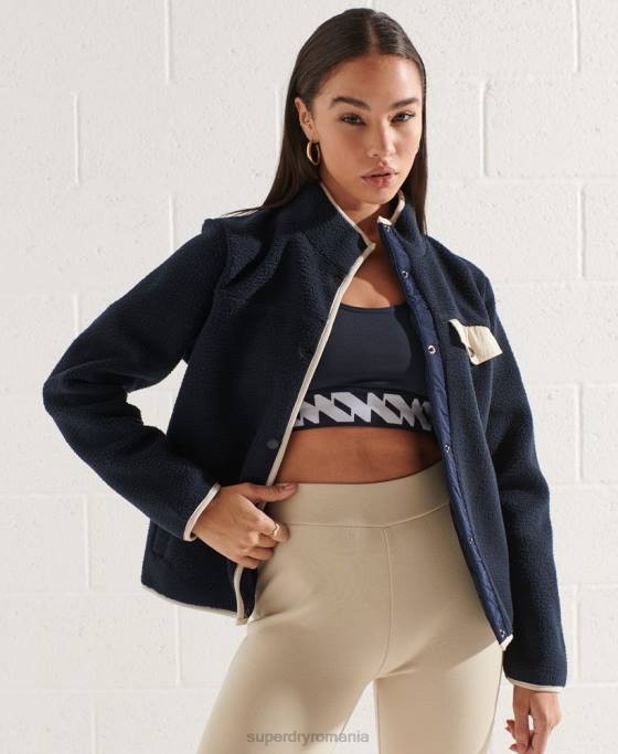 Superdry jachetă din lână de expediție îmbrăcăminte marina femei JX0Z6056