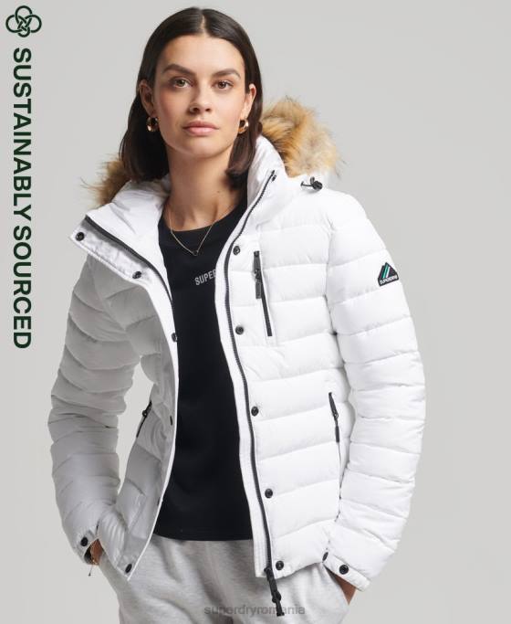 Superdry jachetă fuji clasică din blană artificială îmbrăcăminte alb femei JX0Z3825