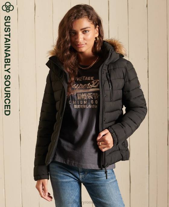 Superdry jachetă fuji clasică din blană artificială îmbrăcăminte negru femei JX0Z3741