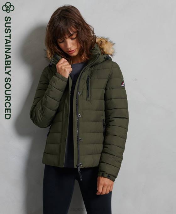 Superdry jachetă fuji clasică din blană artificială îmbrăcăminte verde femei JX0Z5607