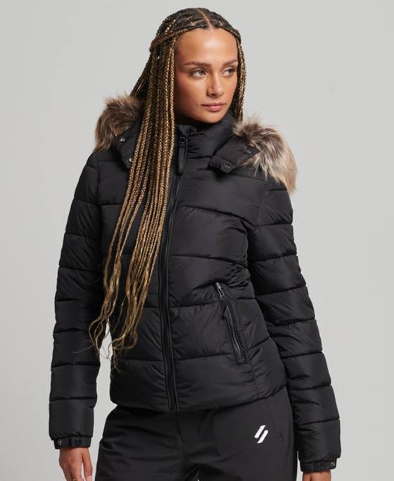 Superdry jachetă fuji luxe cu glugă de munte îmbrăcăminte negru femei JX0Z5504
