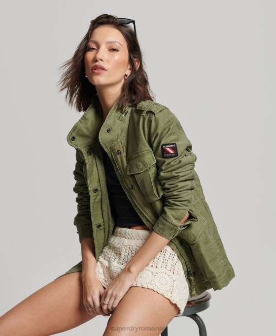 Superdry jachetă militară căptușită rookie borg îmbrăcăminte kaki femei JX0Z5416
