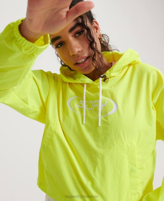 Superdry jachetă neon decupată deasupra capului îmbrăcăminte galben femei JX0Z3850