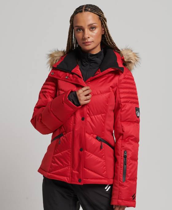 Superdry jachetă pufă de lux de zăpadă îmbrăcăminte roșu femei JX0Z3566