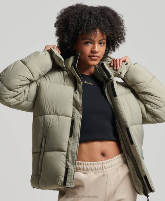 Superdry jachetă puf ripstop cu glugă îmbrăcăminte verde femei JX0Z3574