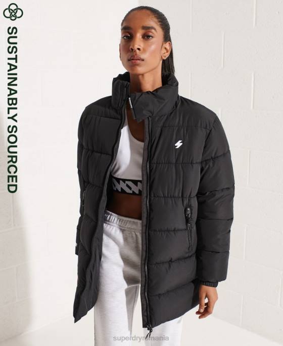 Superdry jachetă puf sport cu paragate îmbrăcăminte negru femei JX0Z5527
