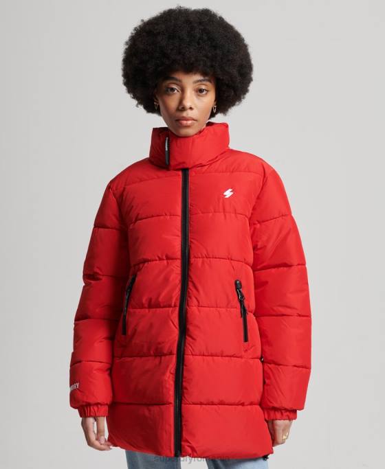 Superdry jachetă puf sport cu paragate îmbrăcăminte roșu femei JX0Z5640