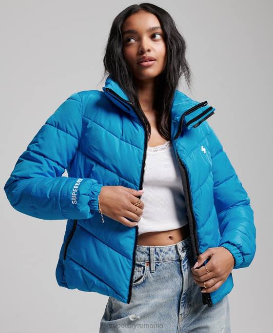 Superdry jachetă puf sport fără glugă îmbrăcăminte albastru femei JX0Z3705