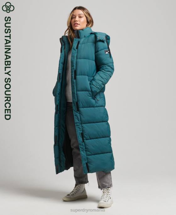 Superdry jachetă pufră cu paragate ripstop îmbrăcăminte verde femei JX0Z3603