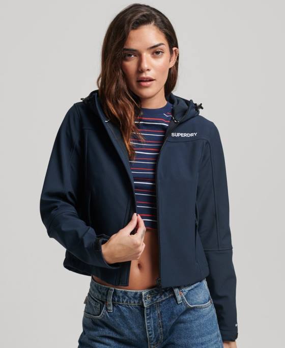 Superdry jachetă softshell cod trekker cu glugă îmbrăcăminte marina femei JX0Z3524