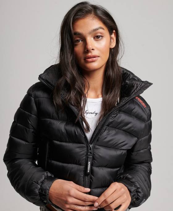 Superdry jachetă sport căptușită decupată ușoară îmbrăcăminte negru femei JX0Z3787