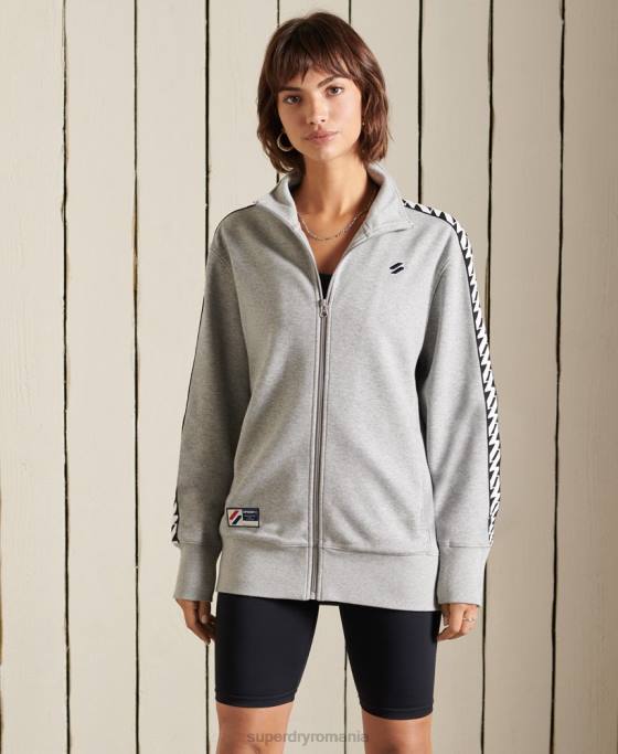 Superdry jachetă supradimensionată cu bandă cod îmbrăcăminte gri femei JX0Z6047