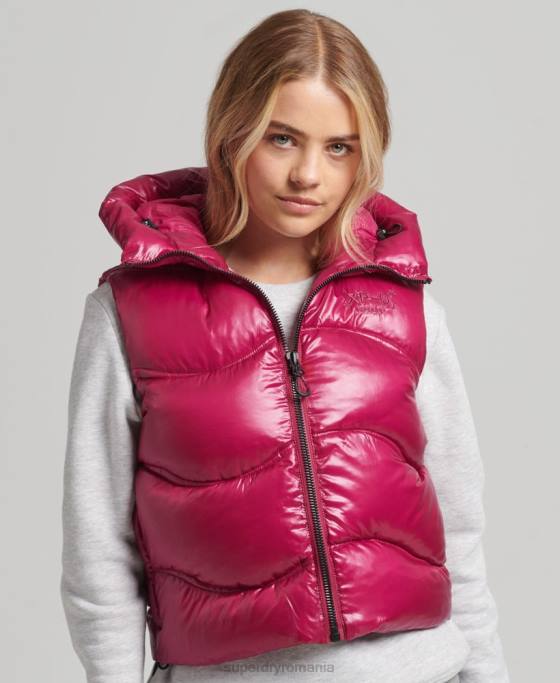 Superdry shine quilt gilet căptușit decupat îmbrăcăminte roz femei JX0Z5505