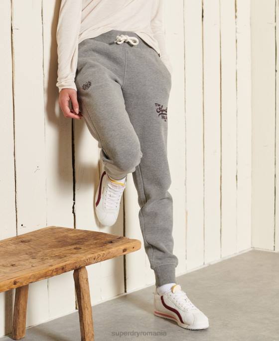 Superdry mândrie în joggeri artizanali îmbrăcăminte gri inchis femei JX0Z3942