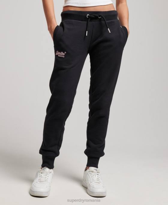 Superdry pantaloni de jogging cu logo vintage brodat îmbrăcăminte negru femei JX0Z3903