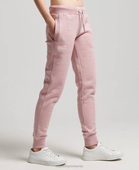 Superdry pantaloni de jogging cu logo vintage brodat îmbrăcăminte roz femei JX0Z3911