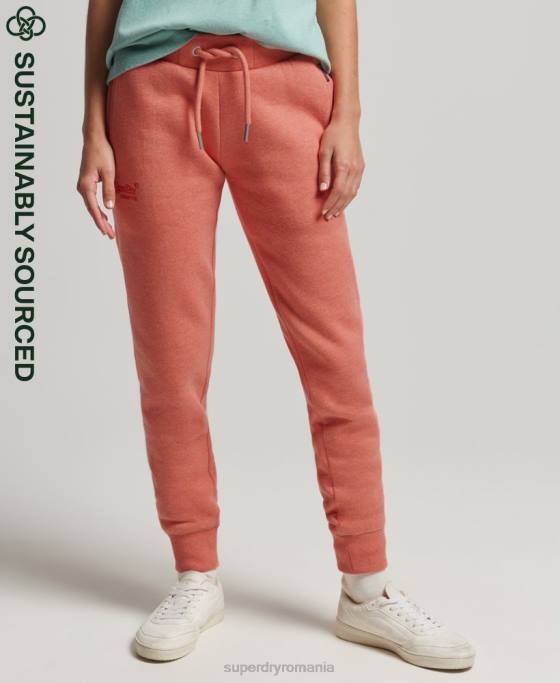 Superdry pantaloni de jogging din bumbac organic brodat cu logo vintage îmbrăcăminte coral femei JX0Z6580