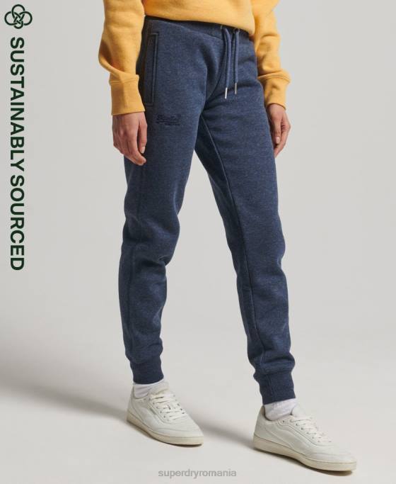 Superdry pantaloni de jogging din bumbac organic brodat cu logo vintage îmbrăcăminte marina femei JX0Z3929