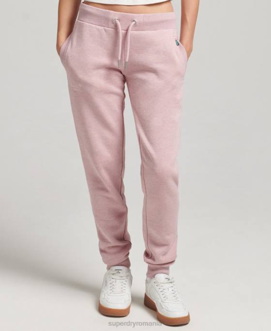 Superdry pantaloni de jogging din bumbac organic cu logo esențial îmbrăcăminte roz femei JX0Z6597